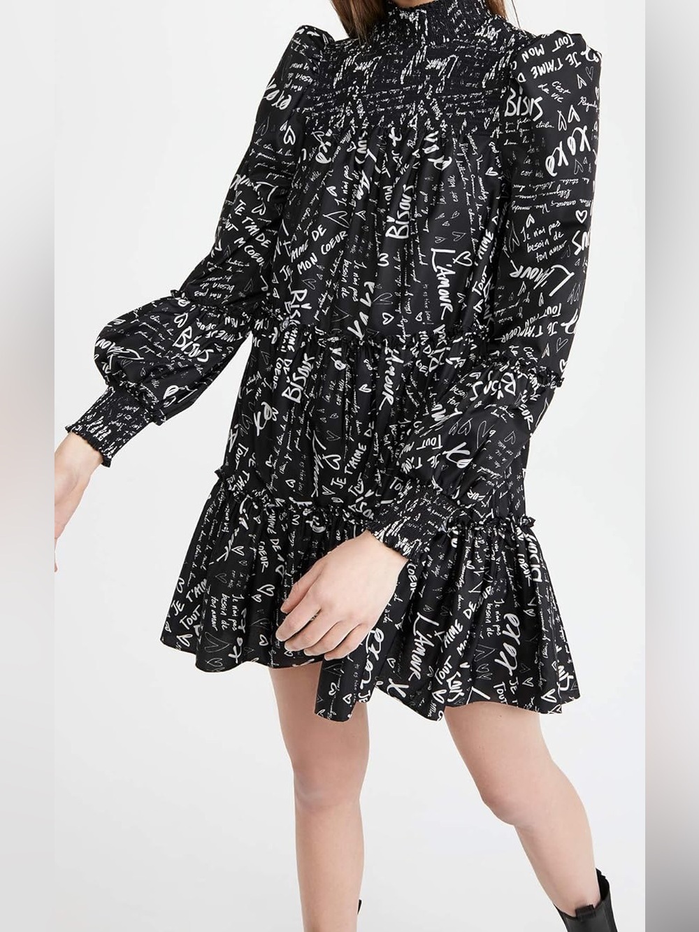 Cinq a Sept Rika Love Note Mini Dress | Black | Size 4